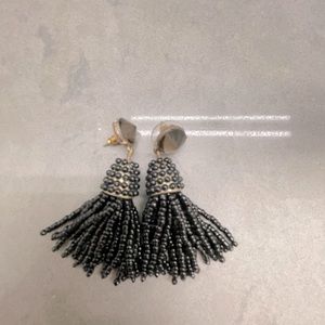 J crew black beaded statement earrings